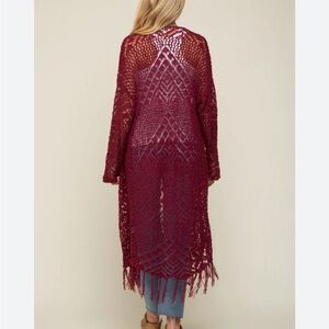 Hayden Crimson Crochet Cardigan